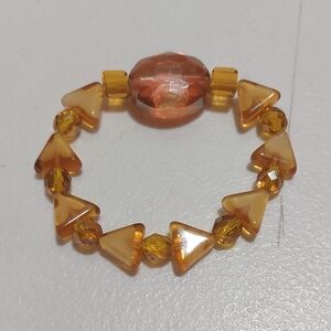 Handcrafted All Glass Beads Stretch Bracelet Citrine Champagne Art Glass
